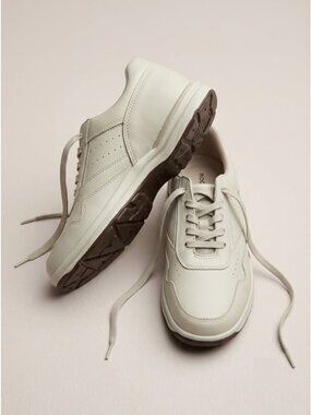 Rockport Leather Men's Walking Shoes Size 9.5 Off-White Perforated Lace-Up Sneak